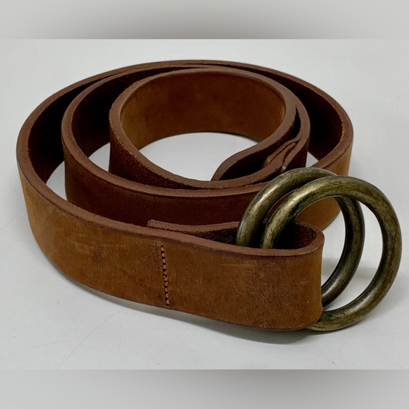 Abercrombie & Fitch Other - 1990s Vintage Unisex Medium ABERCROMBIE & FITCH Brown Leather Bronze O Ring Belt